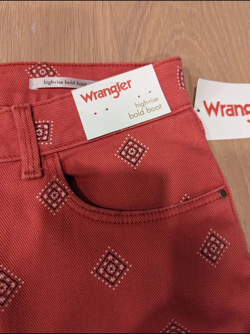 Wrangler Red Bandana Print Boot cut Jeans